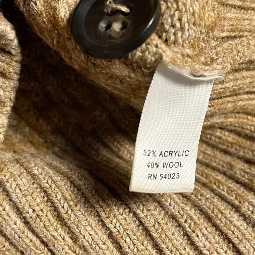 Banana Republic Shawl Collar Cardigan Sweater Mens M Tan Wool Blend Chunky Knit